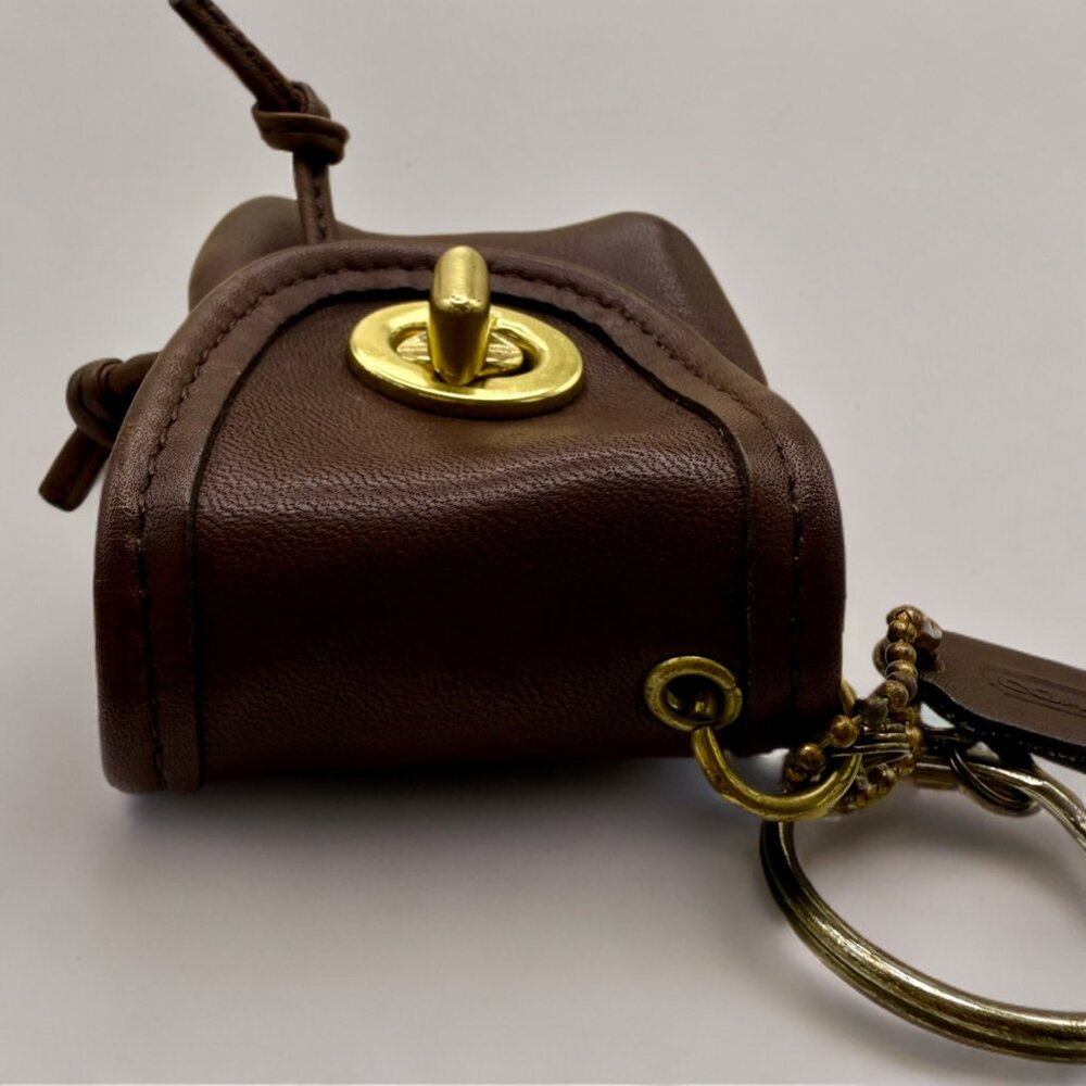 Vintage Coach Mahogany Brown Mini Turnlock Daypack Key Fob Keychain - Picture 5 of 10
